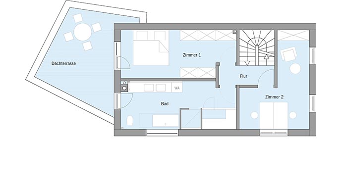 Grundriss Obergeschoss Stadthaus Ehrmann von Bau-Fritz