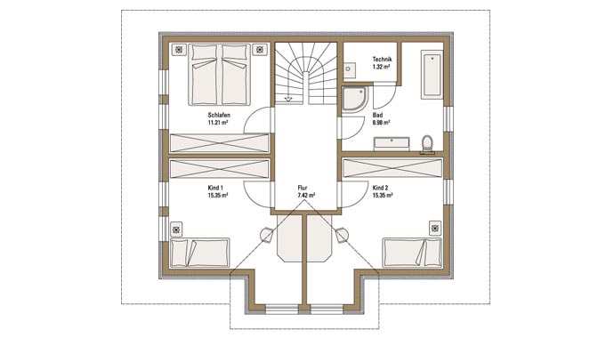 Fertighaus Weiss Musterhaus Vision Dachgeschoss