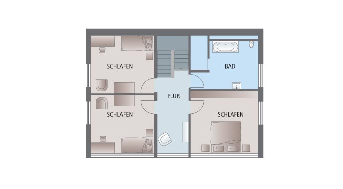 Grundriss Obergeschoss Kundenhaus Vettel von BAUMEISTER-HAUS
