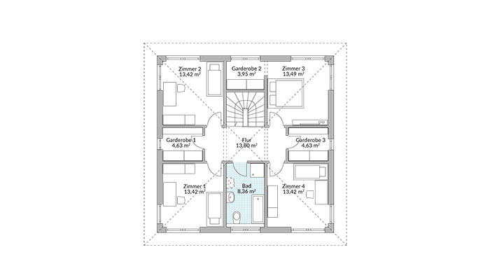 Grundriss Dachgeschoss Kundenhaus Park 181 W von Dan-Wood