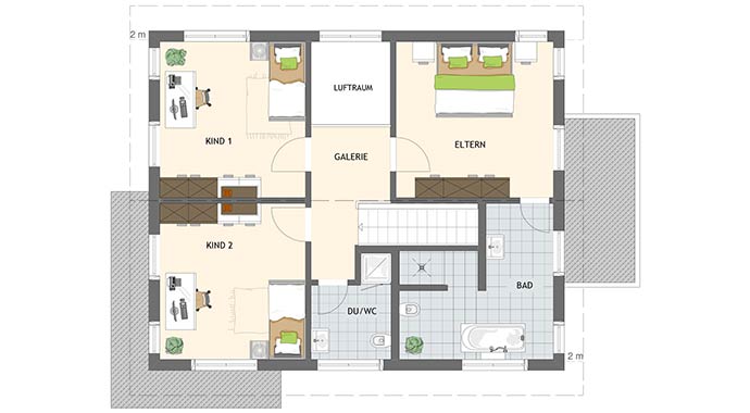 Grundriss Dachgeschoss Neo 300 - Musterhaus Hannover von FingerHaus