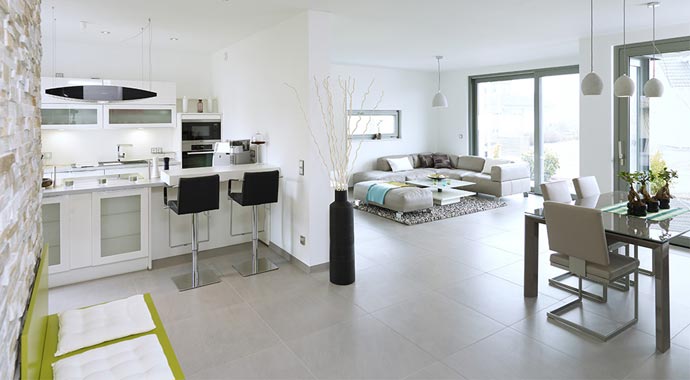 Büdenbender Hausbau Musterhaus Finess Wohnbereich