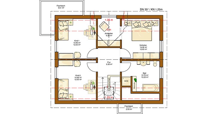 Grundriss Dachgeschoss Clou 145 von RENSCH-HAUS
