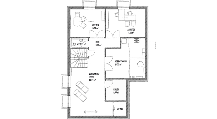 Grundriss Kellergeschoss CLARON 1.1090 von Kampa
