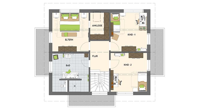 Grundriss Dachgeschoss Medley 3.0 - Musterhaus München von FingerHaus