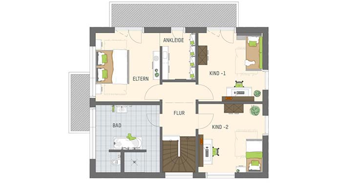 Grundriss Obergeschoss Medley 3.0 - Musterhaus Kassel von Fingerhaus