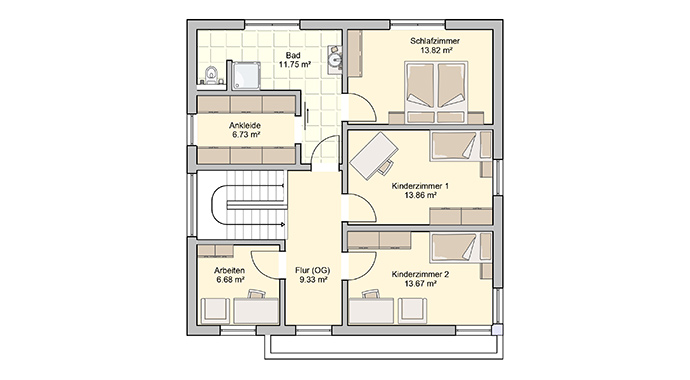 Grundriss Obergeschoss Tendo von Fingerhut Haus