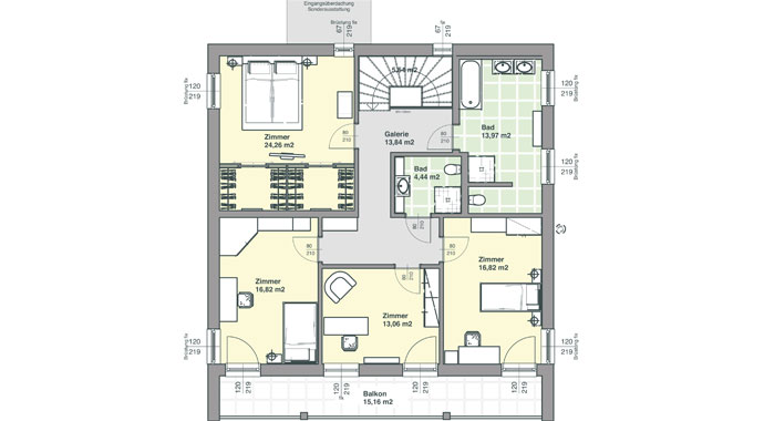 ELK Fertighaus ELK Effizienzhaus 220 Grundriss Obergeschoss