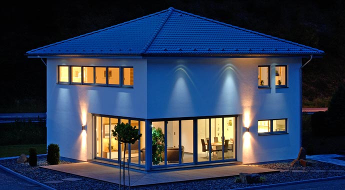 Nordhaus Fertigbau Musterhaus Stadtvilla Kürten Außenansicht