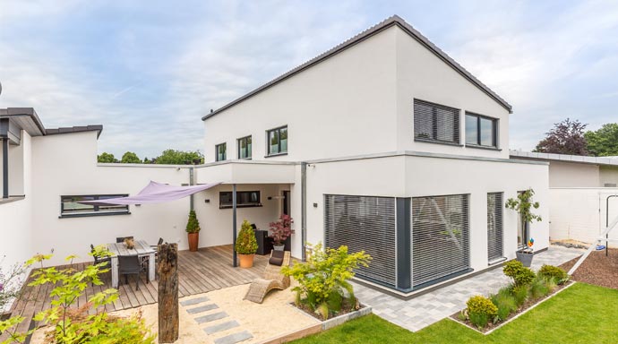 Meisterstück-Haus Generationenhaus Außenansicht Terrasse
