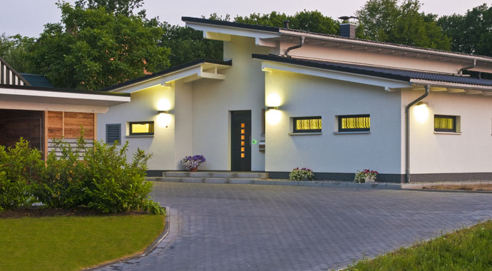 Heinz von Heiden Bungalow mit Pultdach Außenansicht