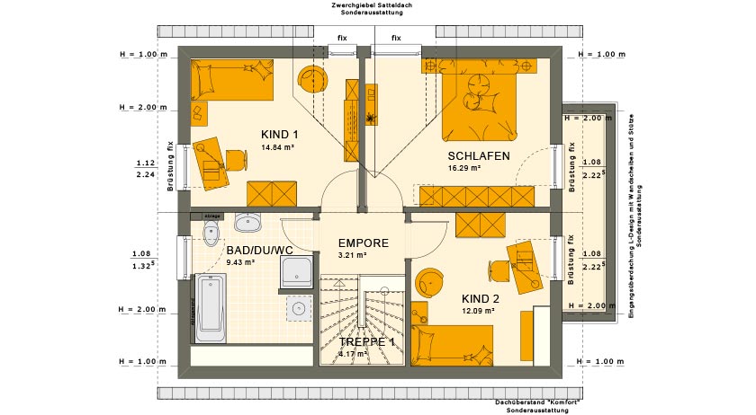 Living Haus SUNSHINE 125 V3 Grundriss Obergeschoss