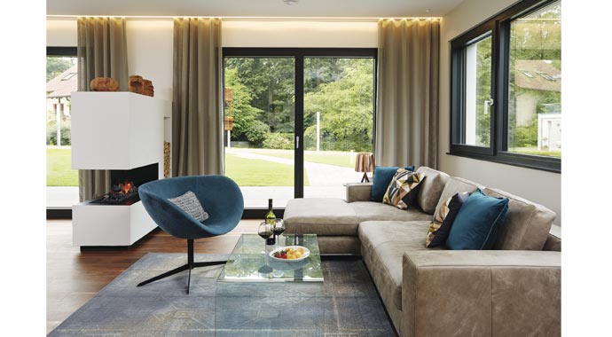 Ausstellungshaus Rheinau-Linx individuelles Architektenhaus von WeberHaus Wohnbereich