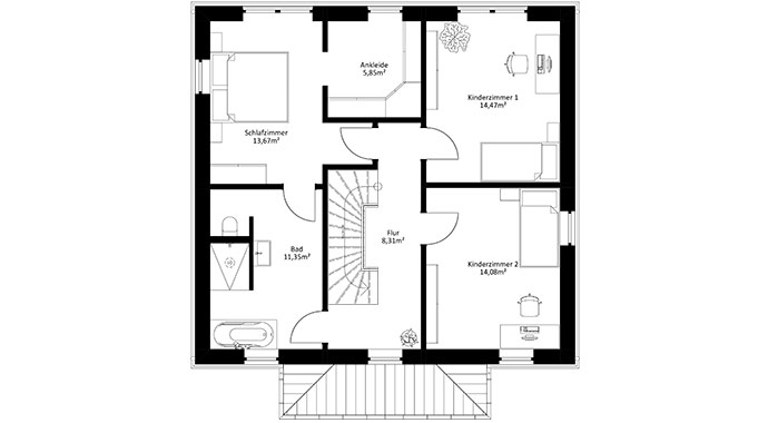 Grundriss Obergeschoss Stadtvilla Berlin von Häuswärts Consulting
