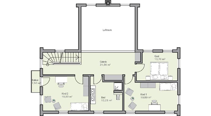 Baumeister-Haus Haus Christiansen Grundriss Obergeschoss