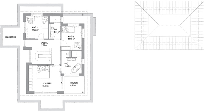 Grundriss Obergeschoss LANOS 5.2190 von KAMPA