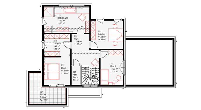 Okal Haus Musterhaus Schkeuditz Grundriss Obergeschoss