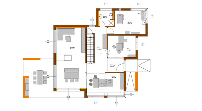 Grundriss Erdgeschoss Musterhaus Fellbach von Bittermann & Weiss
