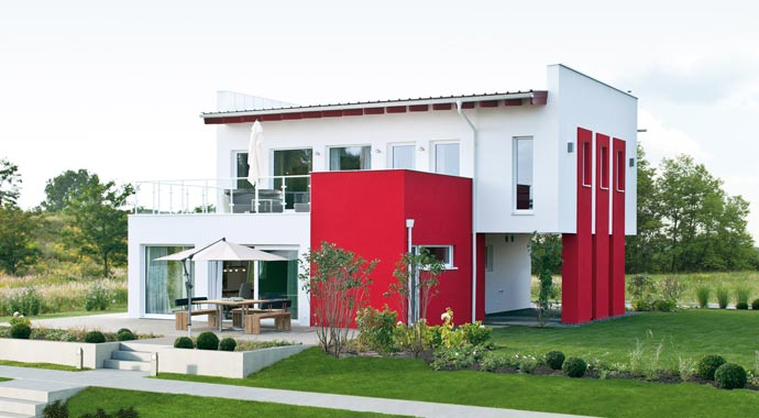 Elk Fertighaus Musterhaus Comfort 164 Trendline Außenansicht