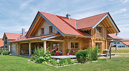 Außenansicht Blockhaus Lingenauber von Hulta-Haus