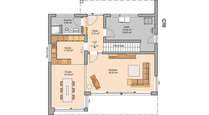 Grundriss Erdgeschoss Familienhaus Elea von Kern-Haus