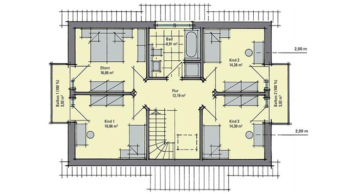Gussek Haus Musterhaus Sabrina Grundriss Obergeschoss