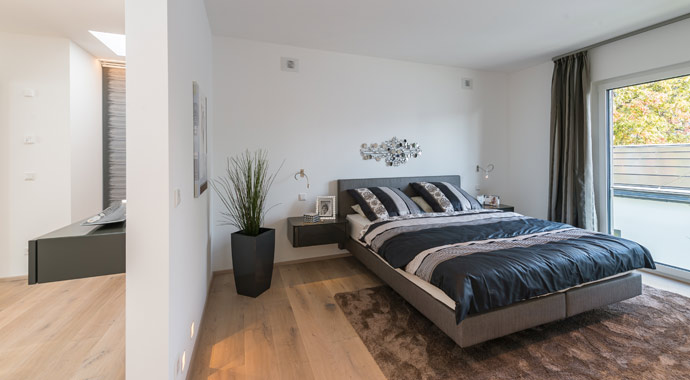 Schlafzimmer Musterhaus San Diego von RENSCH-HAUS