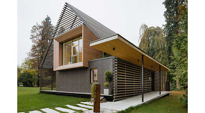 Außenansicht Passivhaus Eisenstraße von Loxone