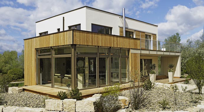 J. M. Offner Fertighaus Musterhaus Mannheim Box Außenansicht