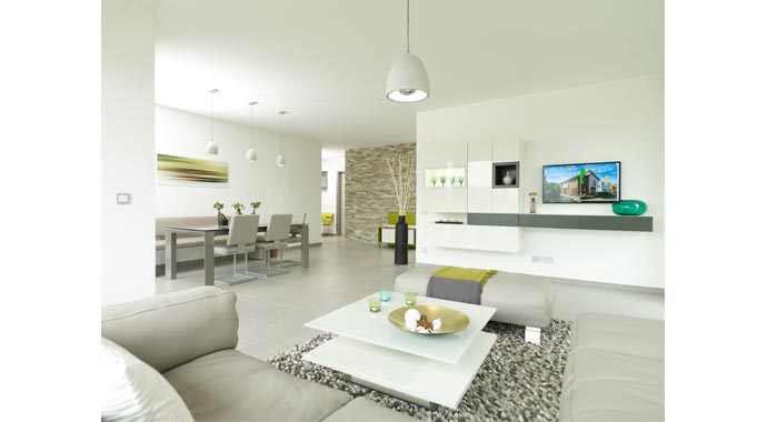 Büdenbender Hausbau Musterhaus Finess Wohn- und Essbereich