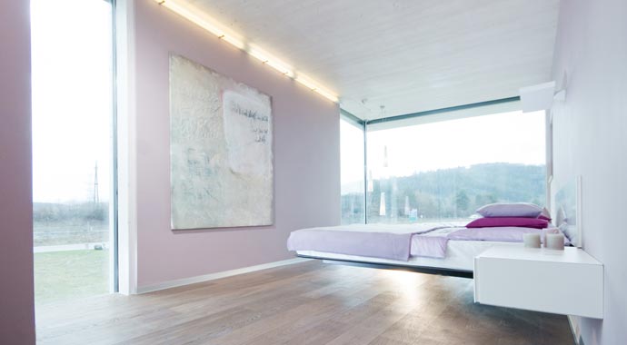 Griffner Fertighaus Musterhaus Griffen Box Schlafzimmer