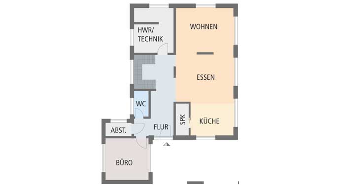 Grundriss Erdgeschoss Musterhaus Günzburg von Fertighaus Weiss