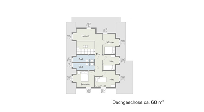 Grundriss Obergeschoss Blockhaus Waldschlösschen von LéonWood