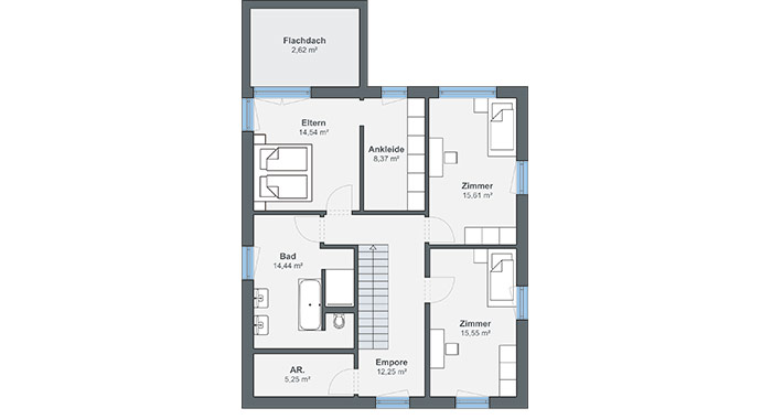 Grundriss Obergeschoss CityLife 450 von WeberHaus