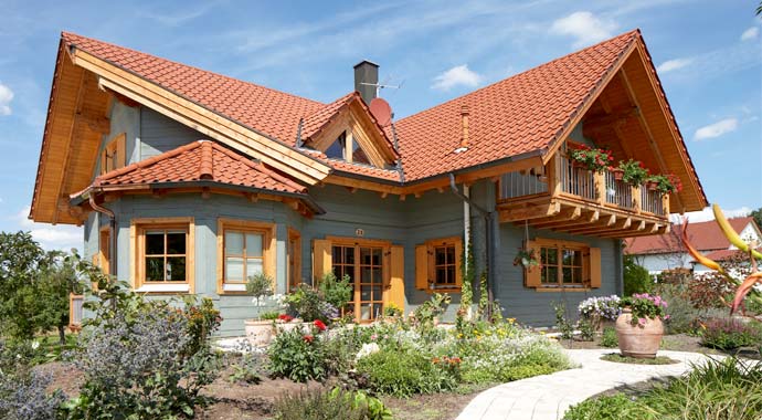 Außenansicht Blockhaus Burgstall von Rems-Murr-Holzhaus