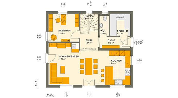 Grundriss Erdgeschoss Sunshine 143 von Living Fertighaus