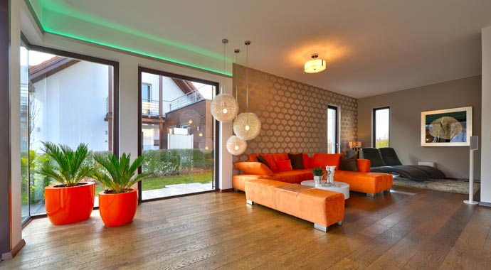 Regnauer Hausbau Musterhaus Vita Cube Fellbach Wohnbereich