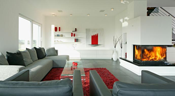 Fertighaus Weiss Musterhaus Plusenergiehaus Style Wohnbereich