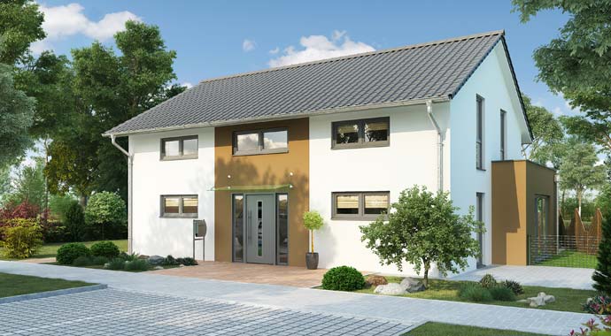 Außenansicht Einfamilienhaus Treviso von HELMA Eigenheimbau