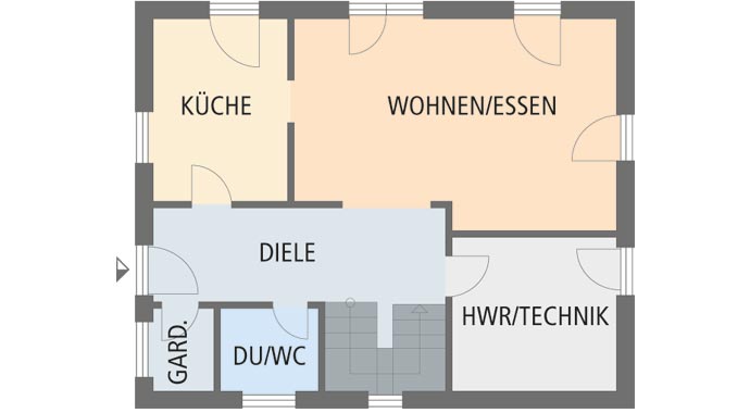 Grundriss Erdgeschoss Uno 2.0 Leipzig von FingerHaus