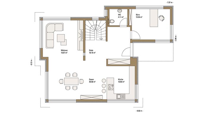 Fertighaus Weiss Plusenergiehaus Fellbach Emotion Erdgeschoss