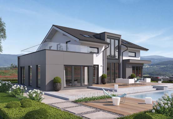 Außenansicht Musterhaus Fellbach von Schwabenhaus