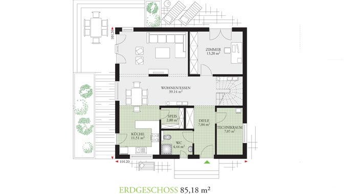 Grundriss Erdgeschoss Kundenhaus Park 169W von Dan-Wood House