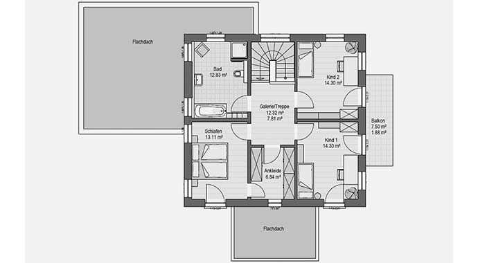 Haas Fertigbau MH Falkenberg 150 Grundriss Obergeschoss