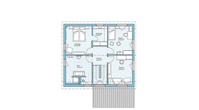 Grundriss Dachgeschoss Variant 25-166 von Hanse Haus